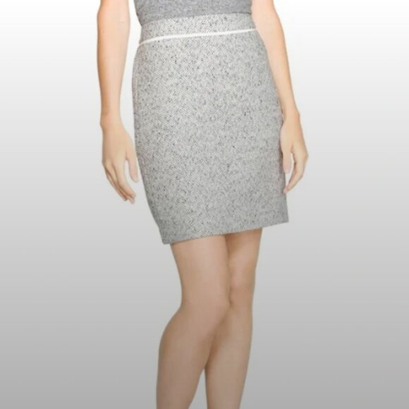 Wool Blend Tweed Pencil Skirt Black Cream White House Black Market Work Office 4 - Picture 2 of 12